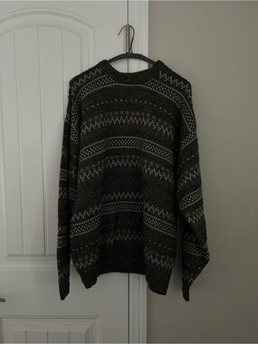Jantzen Dark Charcoal Patterned Crewneck Sweater